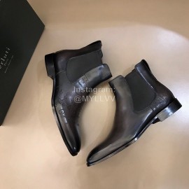Berluti Autumn Winter Calf Leather Boots For Men Dark Gray