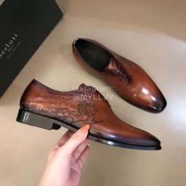 Berluti Cowhide Business Lace Up Leather Shoes For Men Brown