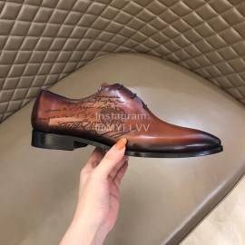 Berluti Cowhide Business Lace Up Leather Shoes For Men Brown