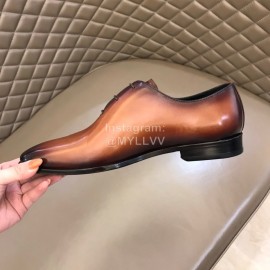 Berluti Cowhide Business Lace Up Leather Shoes For Men Brown