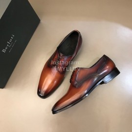 Berluti Cowhide Lace Up Business Leather Shoes For Men Brown