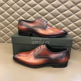 Berluti Cowhide Lace Up Business Leather Shoes For Men Brown