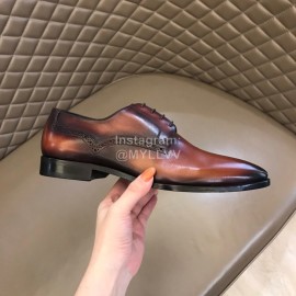 Berluti Cowhide Lace Up Business Leather Shoes For Men Brown