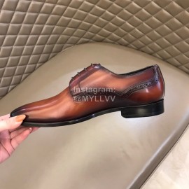 Berluti Cowhide Lace Up Business Leather Shoes For Men Brown