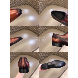 Berluti Cowhide Lace Up Business Leather Shoes For Men Brown