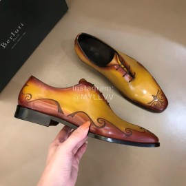 Berluti Cowhide Lace Up Business Leather Shoes For Men Yellow