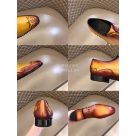 Berluti Cowhide Lace Up Business Leather Shoes For Men Yellow