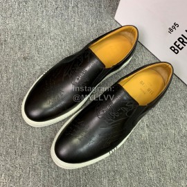 Berluti Fashion Printed Leather Casual Shoes For Men Black