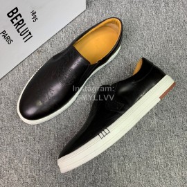 Berluti Fashion Printed Leather Casual Shoes For Men Black