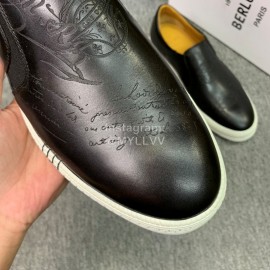 Berluti Fashion Printed Leather Casual Shoes For Men Black