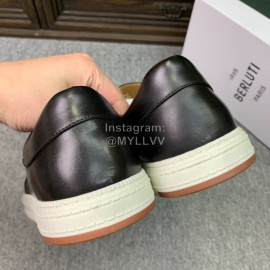 Berluti Fashion Printed Leather Casual Shoes For Men Black
