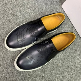 Berluti Fashion Printed Leather Casual Shoes For Men Gray