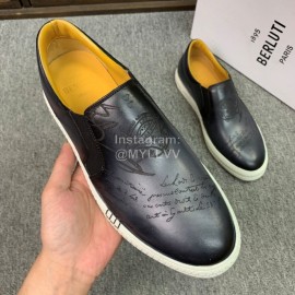 Berluti Fashion Printed Leather Casual Shoes For Men Gray