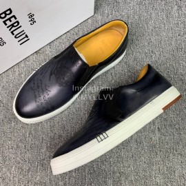 Berluti Fashion Printed Leather Casual Shoes For Men Gray