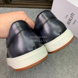 Berluti Fashion Printed Leather Casual Shoes For Men Gray