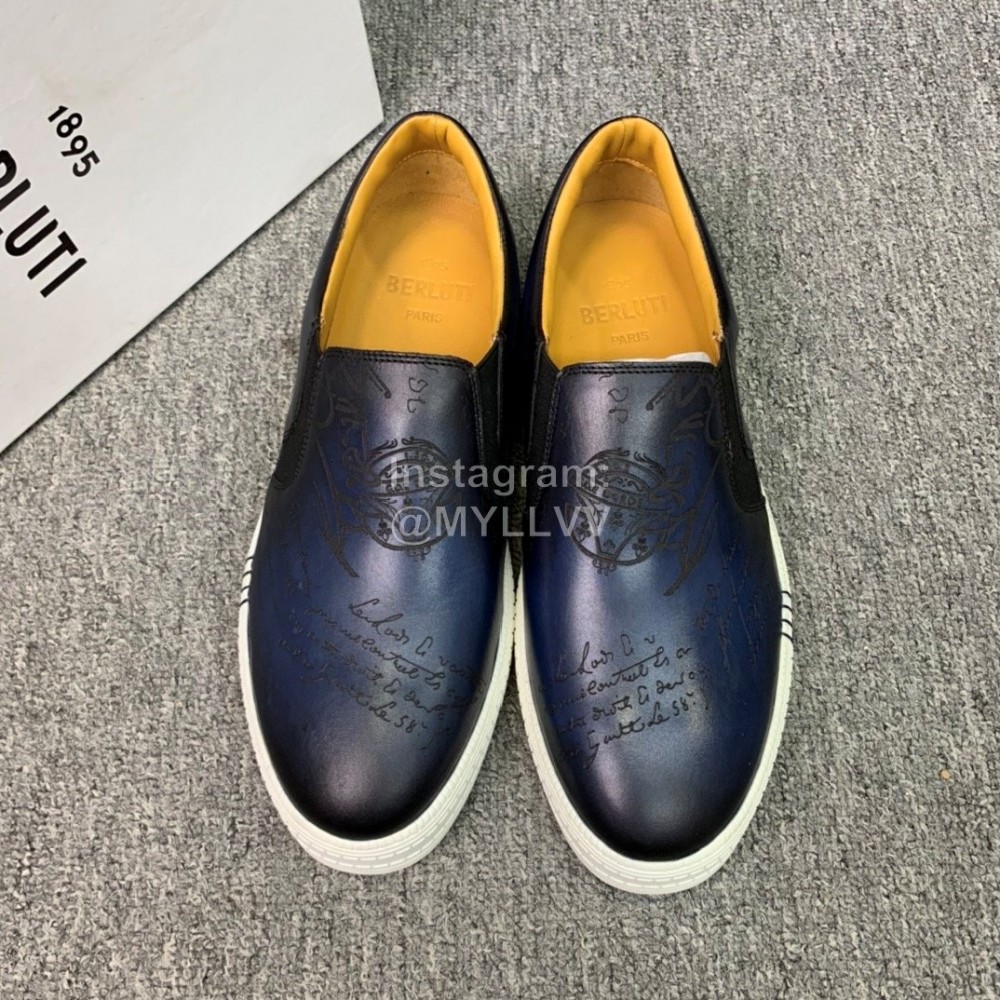 Berluti Fashion Printed Leather Casual Shoes For Men 