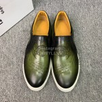 Berluti Fashion Printed Leather Casual Shoes For Men Green