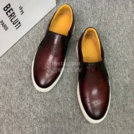 Berluti Fashion Printed Leather Casual Shoes For Men Coffee