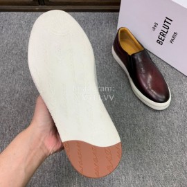 Berluti Fashion Printed Leather Casual Shoes For Men Coffee