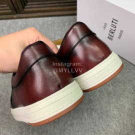 Berluti Fashion Printed Leather Casual Shoes For Men Coffee