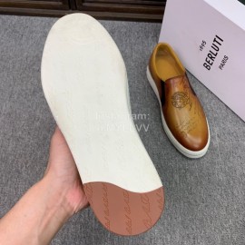 Berluti Fashion Printed Leather Casual Shoes For Men Tan