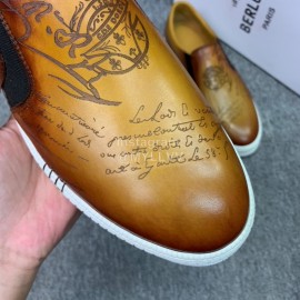 Berluti Fashion Printed Leather Casual Shoes For Men Tan