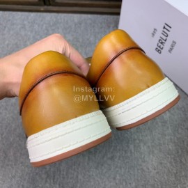Berluti Fashion Printed Leather Casual Shoes For Men Tan