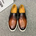 Berluti Fashion Printed Leather Casual Shoes For Men Brown