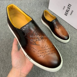 Berluti Fashion Printed Leather Casual Shoes For Men Brown