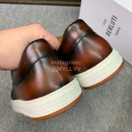 Berluti Fashion Printed Leather Casual Shoes For Men Brown