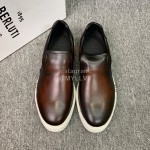 Berluti Fashion Leather Casual Shoes For Men Coffee