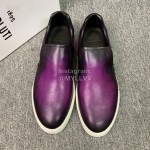 Berluti Fashion Leather Casual Shoes For Men Purple