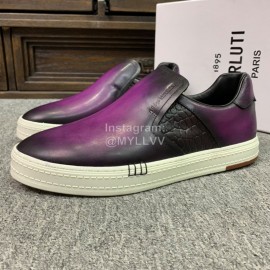 Berluti Fashion Leather Casual Shoes For Men Purple