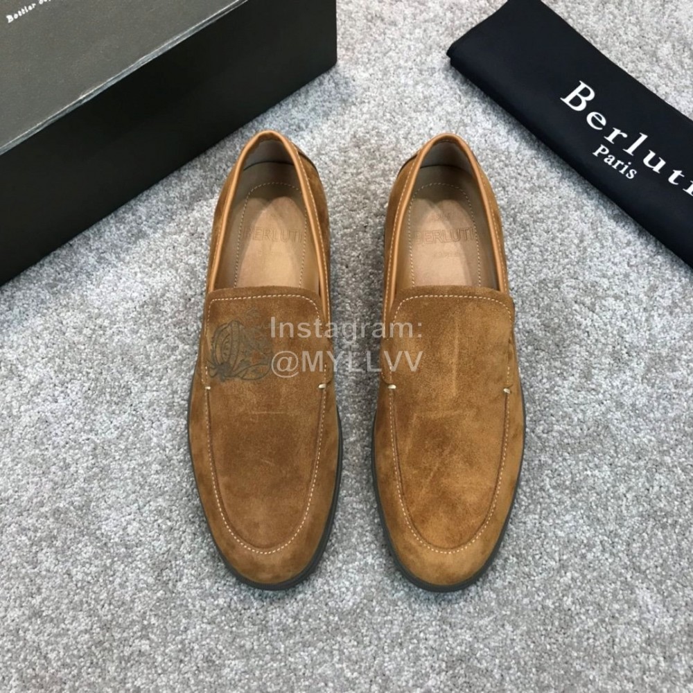 Berluti New Cowhide Velvet Business Leather Shoes For Men Brown
