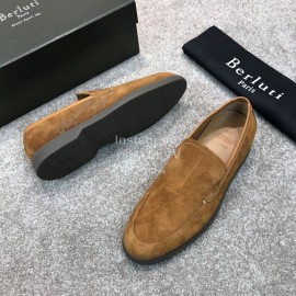 Berluti New Cowhide Velvet Business Leather Shoes For Men Brown