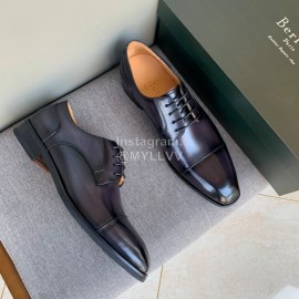Berluti Calf Leather Business Shoes For Men Grayish Purple