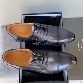 Berluti Calf Leather Business Shoes For Men Grayish Purple