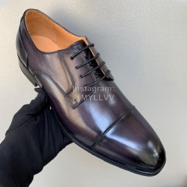 Berluti Calf Leather Business Shoes For Men Grayish Purple
