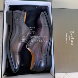 Berluti Calf Leather Business Shoes For Men Grayish Purple