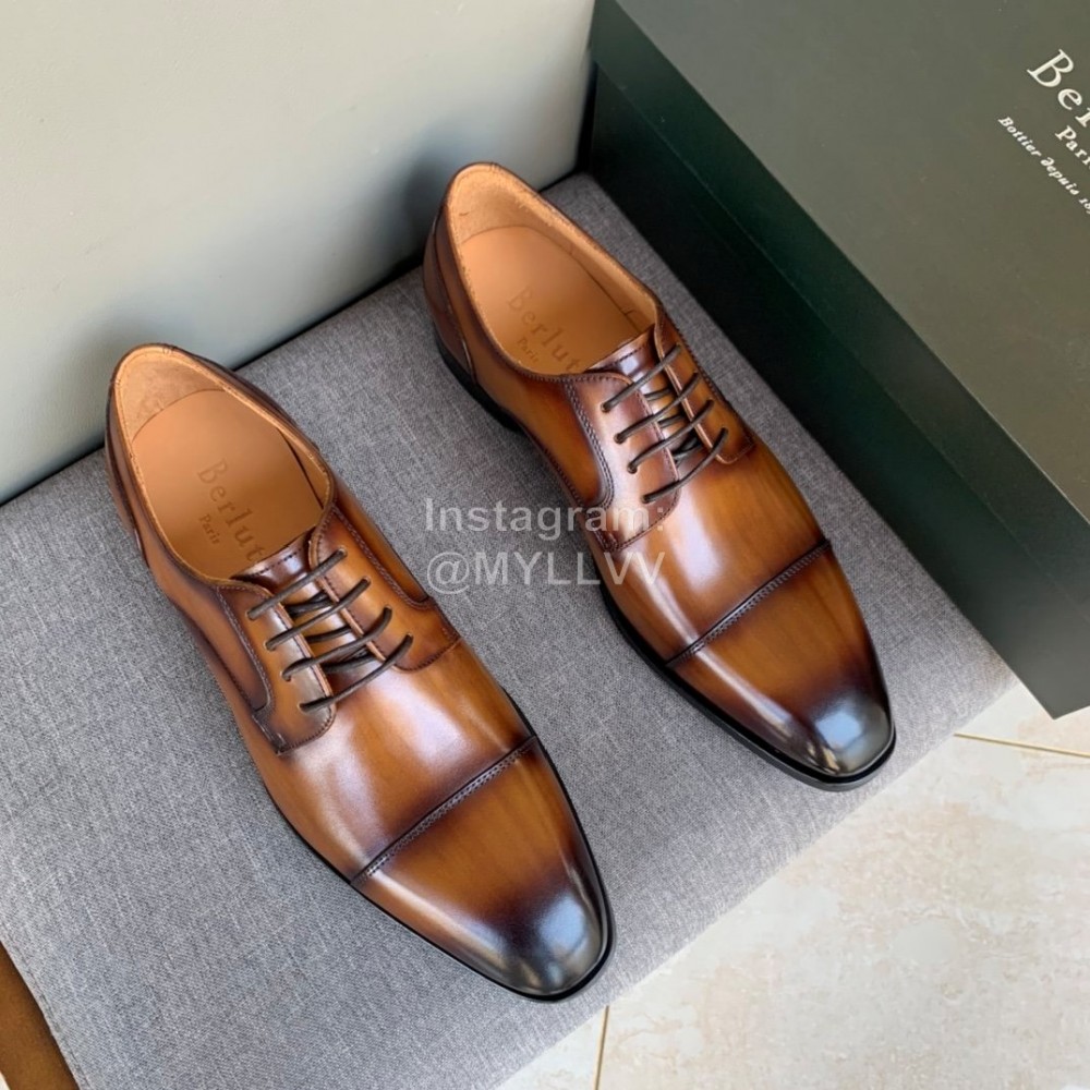 Berluti Calf Leather Business Shoes For Men Brown