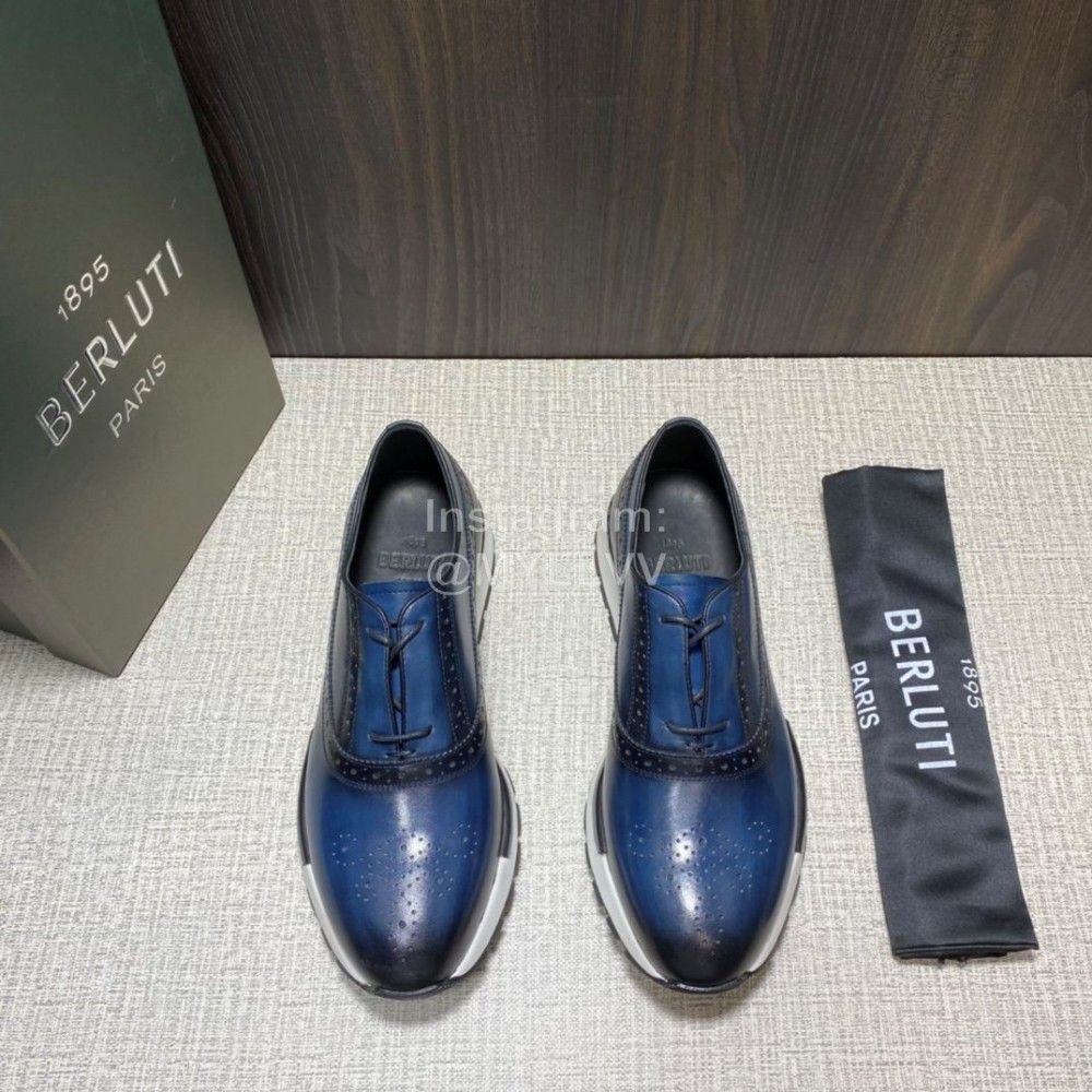 Berluti Calf Leather Casual Sneakers For Men Blue