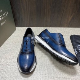 Berluti Calf Leather Casual Sneakers For Men Blue