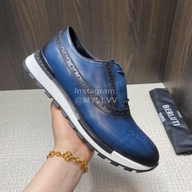 Berluti Calf Leather Casual Sneakers For Men Blue