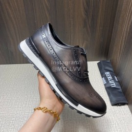 Berluti Calf Leather Casual Sneakers For Men Dark Gray
