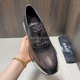 Berluti Calf Leather Casual Sneakers For Men Dark Gray