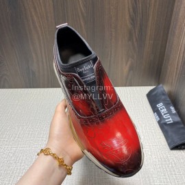 Berluti Fashion Calf Leather Casual Sneakers Red For Men 