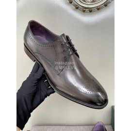 Berluti Fashion Cowhide Lace Up Business Shoes For Men Dark Gray