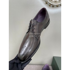 Berluti Fashion Cowhide Lace Up Business Shoes For Men Dark Gray