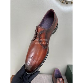 Berluti Fashion Cowhide Lace Up Business Shoes For Men Brown