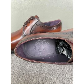 Berluti Fashion Cowhide Lace Up Business Shoes For Men Brown